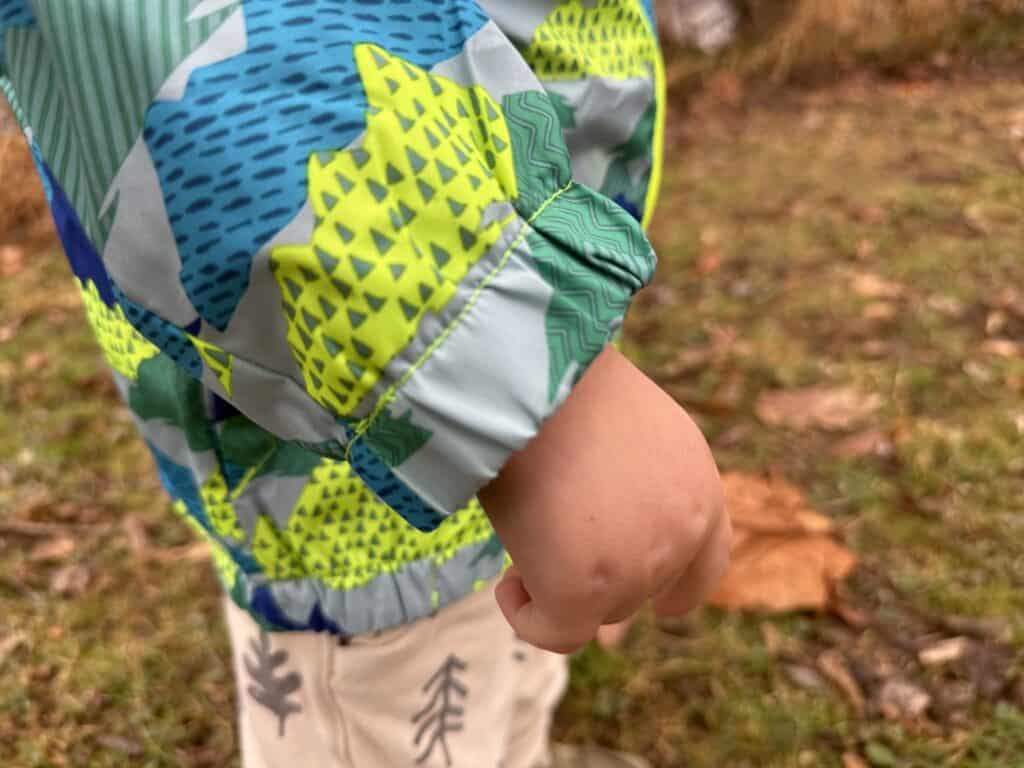 Elastic cuff on the sleeve of the Eddie Bauer Toddler Rain Jacket