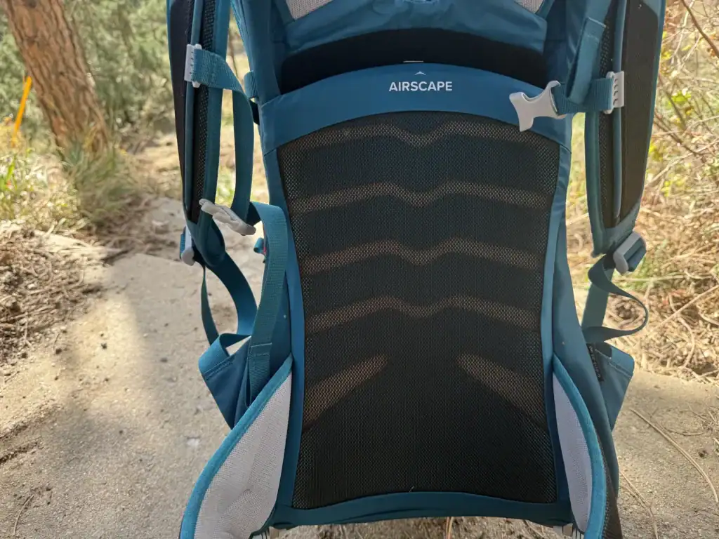 AirScape ventilated back panel of the Osprey Poco SLT child carrier