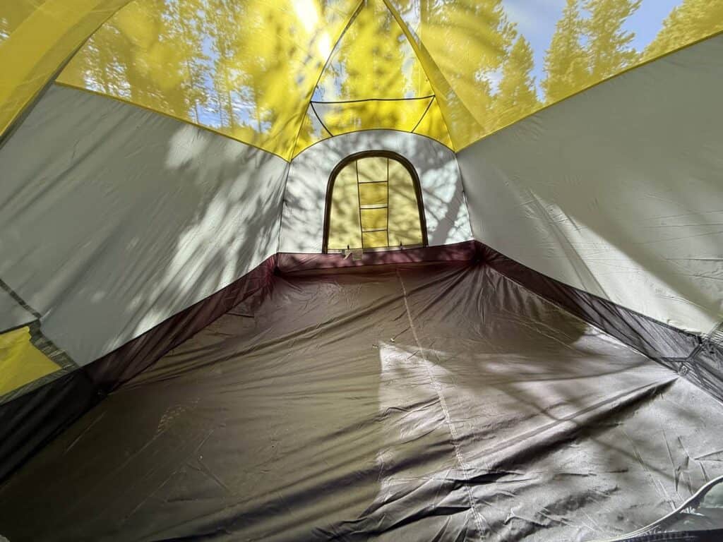 Inside The North Face Wawona 6 looking toward the rear door and mesh ceiling